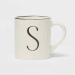 16oz Stoneware Monogram S Mug Ivory - Threshold