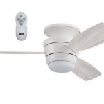 Harbor Breeze Mazon 44-in White LED Indoor Flush Mount Ceiling Fan with Light Remote (3-Blade)