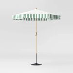 6.5' Round Valance Outdoor Patio Market Umbrella Green Sprinkle Stripe - Threshold Designed with Studio McGee