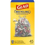 Glad Drawstring Clear Recycling Tall Kitchen Trash Bags, 13 Gallon