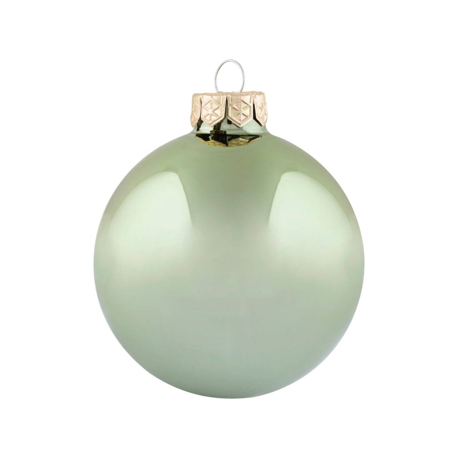 0e6bc361e930cdf7aad1ccb55b60573e17b280fccef7d293917f8831dadf904f.jpg 12ct Shiny Lime Green Glass Ball Christmas Ornaments 2.75 inch (70mm) - Image 1