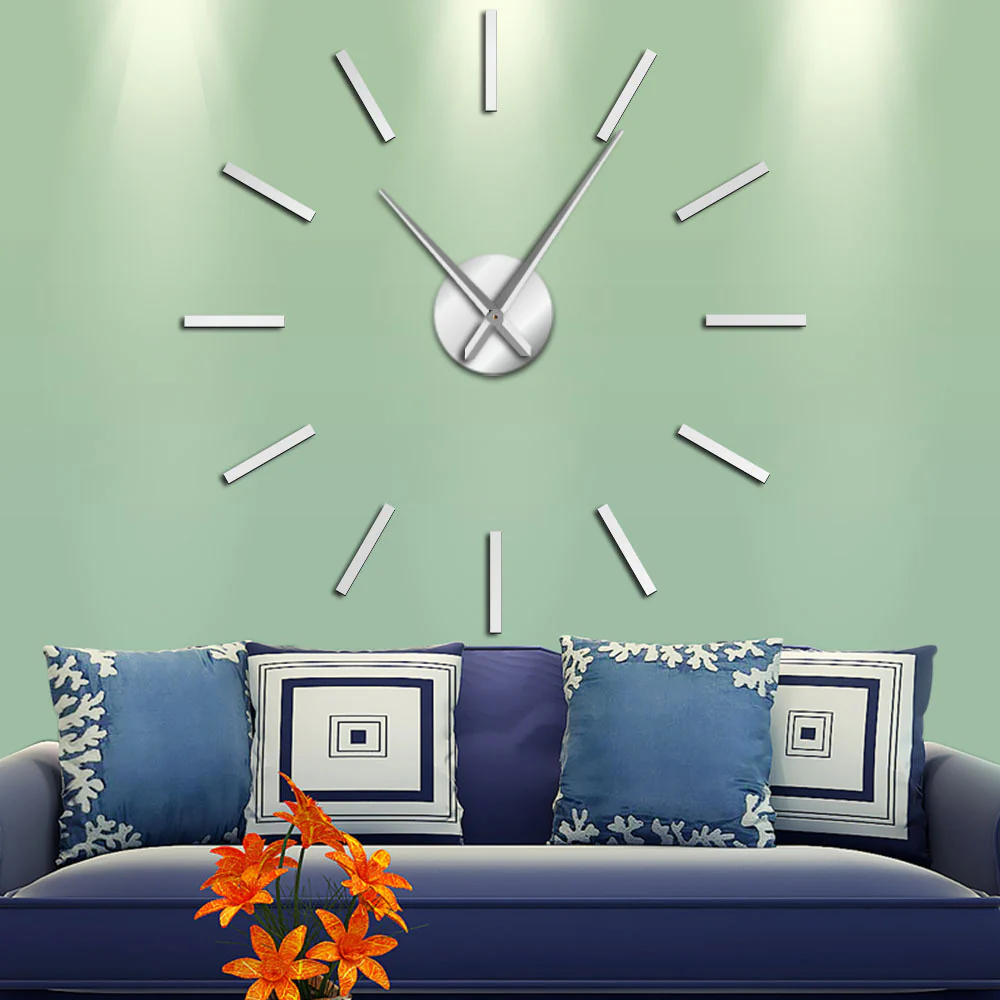 Modern DIY Mirror Wall Clock – Large Round Decorative Living Room Clock (47 Inch)