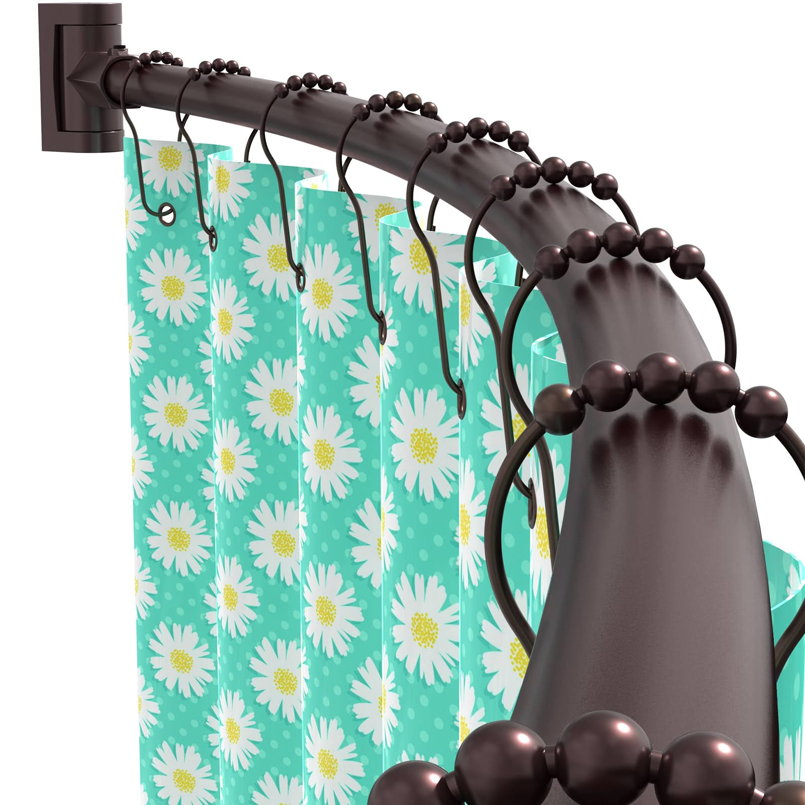 0e8f25f32c669a1afc92a486c6d3fe503f1ec06d5ebc9be8778c553272378dd4.jpg PrettyHome Adjustable Arched Curved Shower Curtain Rod Rustproof Expandable Aluminum Metal Shower Rod 38-72 Inches Telescoping Design Exquisite - Image 1