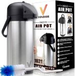 Vondior Airpot Coffee Dispenser with Pump - Insulated Stainless Steel Thermal Beverage Dispenser - 102 oz