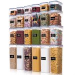Airtight Food Storage Containers Set, Vtopmart 32pcs Plastic Kitchen and Pantry Organization Canisters, Black