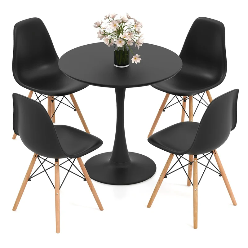 0ece0a4ecace05def21ec5d4522d9b471dd23fba2b534d6dfa474c71b241f27a.webp Modern 5-Piece Round Dining Table Set for 4, 32" Kitchen Table with 4 Chairs & Solid Wood Legs, Dinette Set for Small Spaces - Image 1