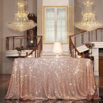 PartyDelight Sequin Tablecloth Sequin Table Overlay Square 50"x50" Rose Gold