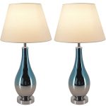 Tulip 28-Inch Table Lamp (Set of 2) Blue Chrome Ombre