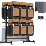 AECOJOY Folding Chair Rack, Heavy Duty 1080LBS Weight Capacity Chair Cart for 84 Chairs or 12 Tables, Folding Chair Dolly Storage Rack with Swivel Wheels