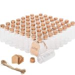Brajttt 64pcs Cork Stoppers Glass Bottles, DIY Decoration Tiny Glass Jars Favors,Mini Vials Cork,10ml Storage Container for Art Crafts,Small Glass