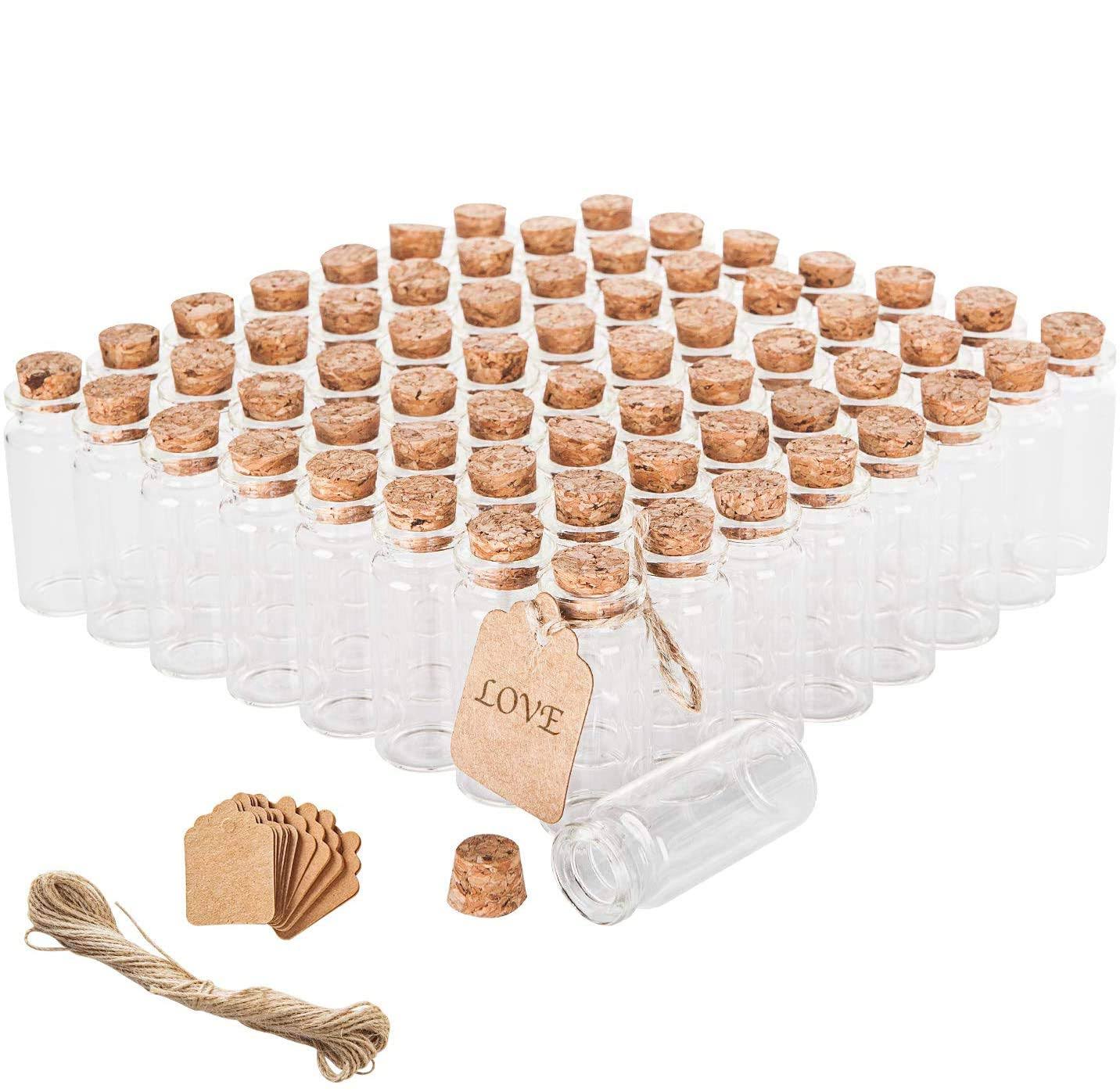 0f32f1b40c1d71842cacf07ef899a86be1bd0ce388ef64ae435c24134c075a64.jpg Brajttt 64pcs Cork Stoppers Glass Bottles, DIY Decoration Tiny Glass Jars Favors,Mini Vials Cork,10ml Storage Container for Art Crafts,Small Glass - Image 1