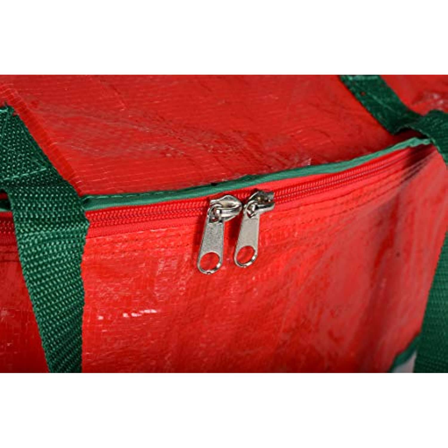 0f3a48fa036bd87a3668de316e4b2a26a1cfdae32a063d33d1d7c9698240ddfa.jpg Christmas Wreath Storage Bag - 24 inch x 7 inch - Durable Tarp Material, Zippered, Reinforced Handle and Easy to Slip The Wreath in and Out. Protect - Image 1