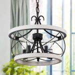 Bella Depot 5-Light Rustic Cage Wood Chandelier Dimmable Lighting, Adjustable Farmhouse Pendant Light for Kitchen Island