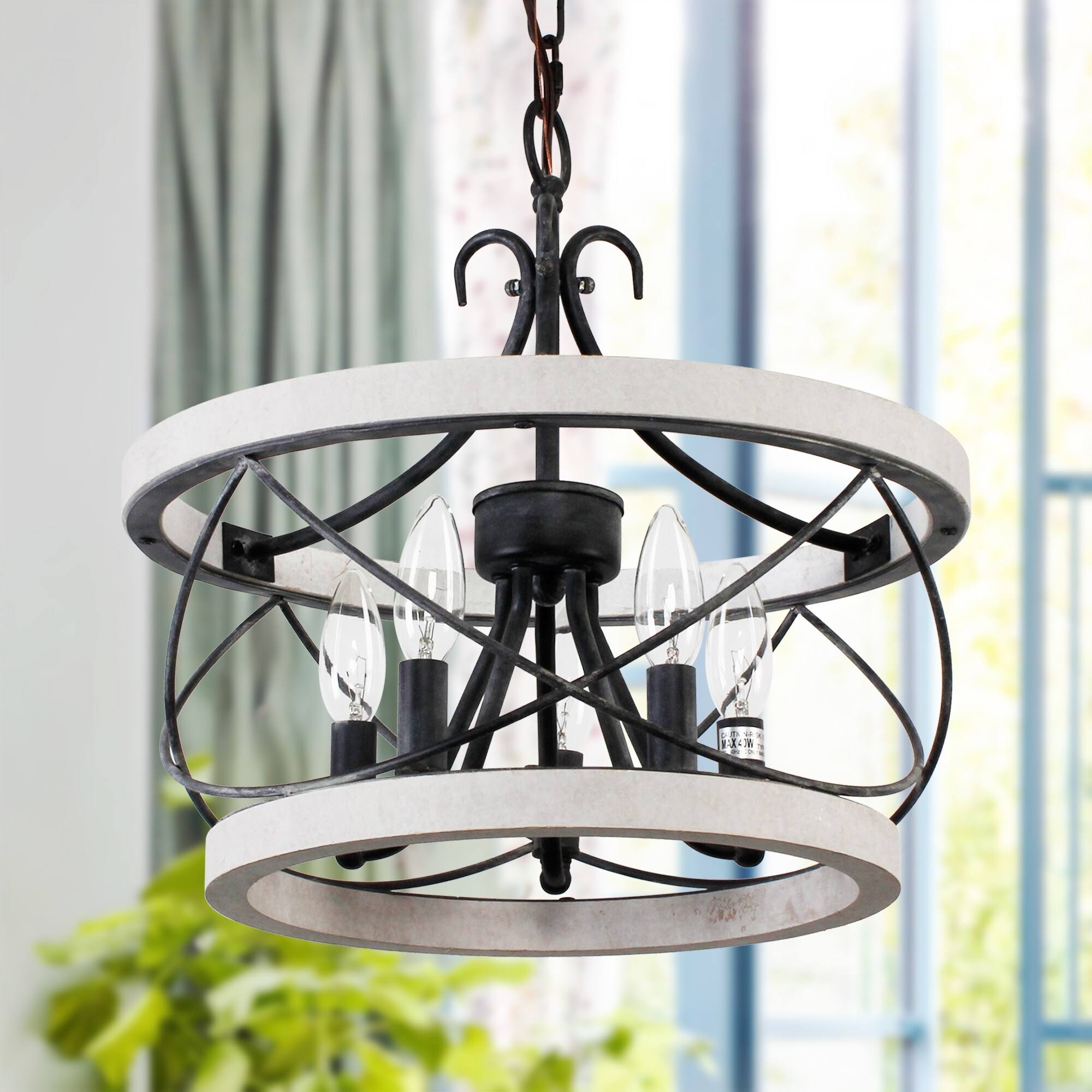 0f4e8a84f4b7f7154b77ea6e608958fa5fd064d32497b21c256e159fdb7c114f.jpg Bella Depot 5-Light Rustic Cage Wood Chandelier Dimmable Lighting, Adjustable Farmhouse Pendant Light for Kitchen Island - Image 1