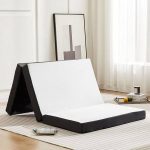 Folding Mattress, 4 inch Tri-Fold Memory Foam Mattress Topper for Camping, Foldable Mattress Topper with Washable Cover, Single size, White