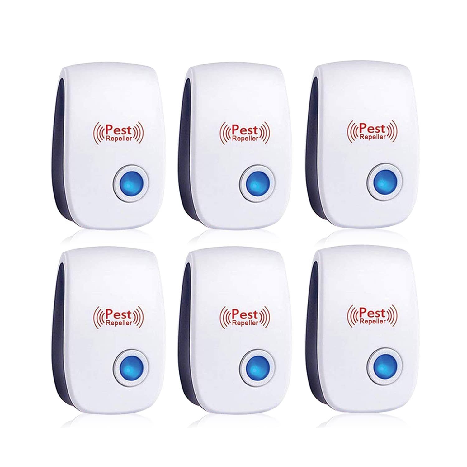 0f7a07693e91d2cd585b9816da6c00bb6acbc90245fec9cb257f9ba78dfe50b6.jpg (6 Pack) Ultrasonic Pest Repeller, Electronic Plug in Sonic Repellent Pest Control for Insects Roaches Ant Mice Bugs Mouse rodents Mosquitoes Spiders - Image 1