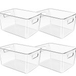 Control Kitchen Clear Plastic Storage Bins, Perfect for Kitchen Organization or Pantry Organization and Storage, Fridge Organizer, Clear Storage Containers for