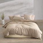Calvin Klein Washed Percale Cotton Solid Comforter Set - Camel Brown - Queen