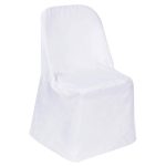 Balsacircle 10 Pcs White Polyester Folding Flat Chair Covers Slipcovers for Wedding Party Reception Decorations