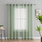 HLC.ME 2 Piece Extra Wide Semi Sheer Voile Grommet Window Curtain Panels for Bedroom Sage Green / 54 W x 95 L