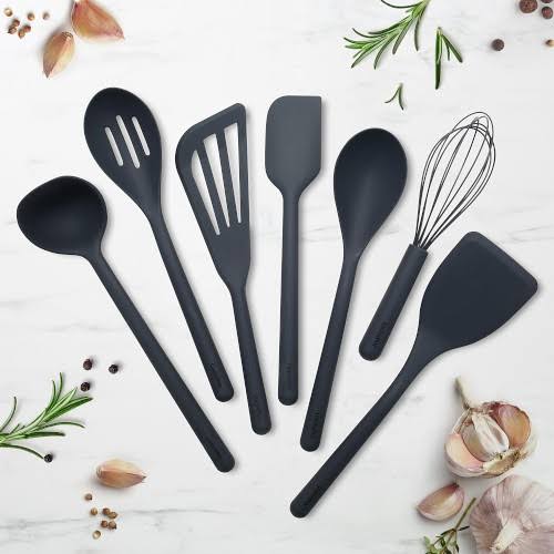 0fa942b6954390d626faeb244893a6457fa7ac4b99235900d4d158131e11e836.jpg Healthy Non-Toxic PFAS Free Cookware - Platinum Silicone Tools 7-Piece Utensil Set by GreenPan - Image 1