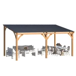 AECOJOY 16' x 10' Outdoor Wooden Gazebo, Patio Lean to Hardtop Pergolas and Gazebos
