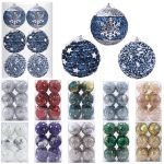 3.15" Christmas Ball Ornaments 12pcs Glitter Sequin Foam Ball Shatterproof Christmas Decorations Tree Balls Xmas Hanging Balls for Xmas Trees