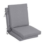 Hampton Bay 21 in. x 24 in. Stone Gray Outdoor High Back Dining Chair Cushion (2-Pack)