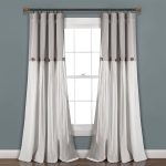 Lush Decor Linen Button Window Curtain Panel - 84", Single, Gray/White