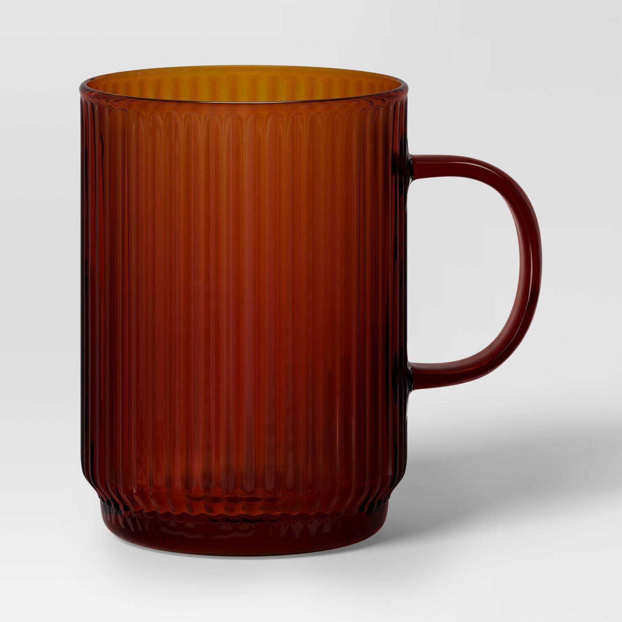 104e7a7f0608e4cf9bbcb31ae5f2ae7f7b724d00075d2bd880e5c3502e0bd713.jpg 18.5oz Glass Ribbed Mug Brown - Threshold - Image 1