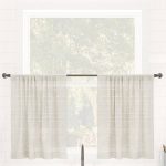 Clean Window Textured Slub Stripe Anti-Dust Linen Blend Sheer Cafe Curtain Pair - 52" x 36"