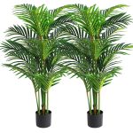 Viagdo Artificial Areca Palm Tree 4ft Tall Fake Palm Tree Decor with 12 Trunks Faux Tropical Palm Silk Plant Potted Dypsis Lutescens Plants for