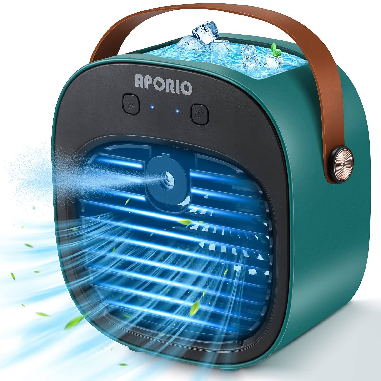 107c091bd0d256a9b2a10e7a63262135bc4417ce1b5c00c58df1f308c50c8957.jpg Portable Air Conditioner-5200mAh Rechargeable Personal Air Cooler with 3 Speeds Duration 5-10 Hrs, Quiet Mini Air Conditioner Fan, Desk Cooling Fan - Image 1