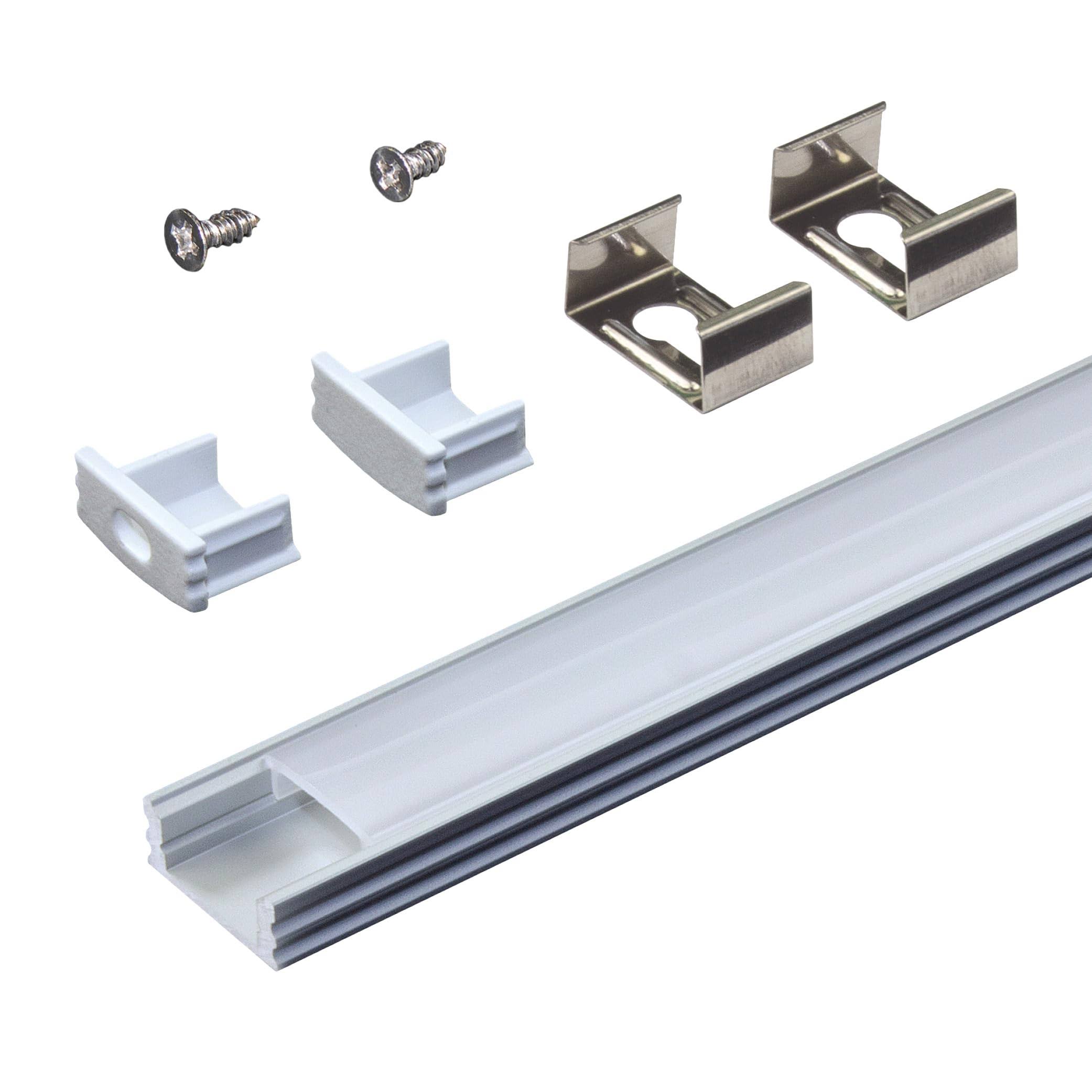 108d372b3a8086d495dae91b40926e6ad3d05de2d98d7d09bf042c749f54eb3f.jpg Armacost Lighting 960050 Surface Mount Silver Tape Light Channel LED Mounting Hardware (5-Pack) - Image 1