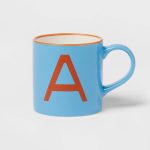 16oz Stoneware Monogram Mug 'A' Blue - Opalhouse