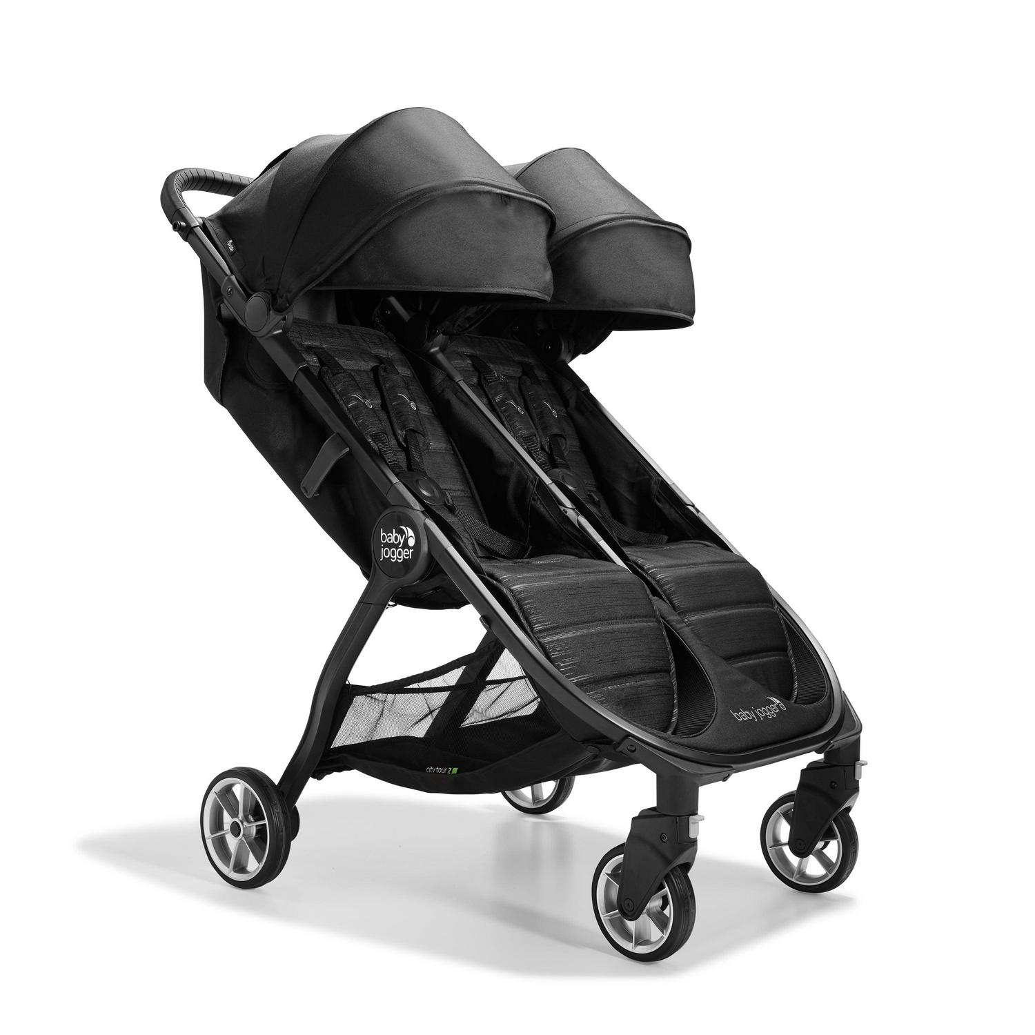 10aaf24b5b160b3385a117484677eacfd468aad9211452e502b57a0b41cdc507.jpg Baby Jogger City Tour 2 Double Stroller. Pitch Black - Image 1