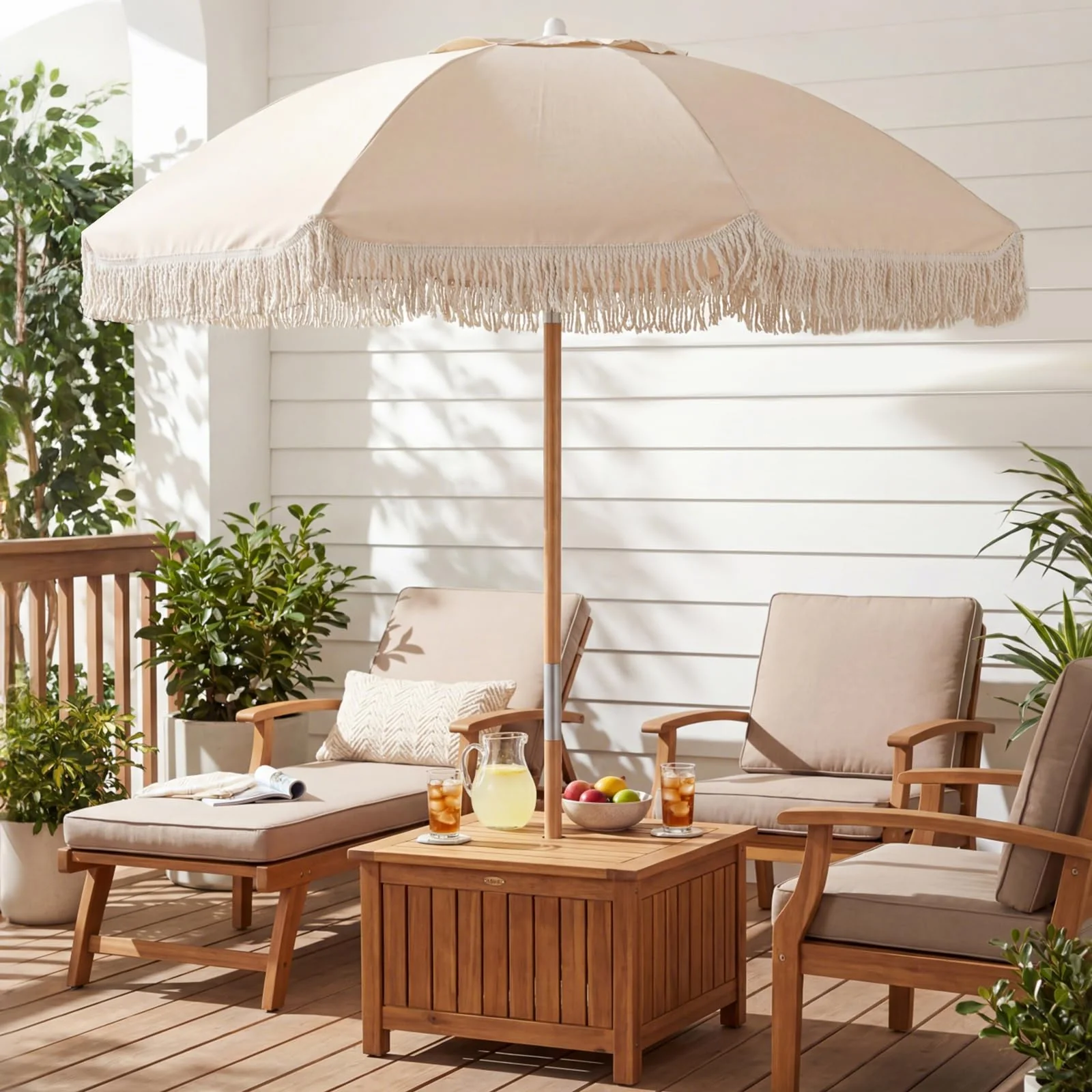 10b89751f63218b0641b73912870445228dc05ddf928764dc5e36c697f492111.webp Tangkula 6 FT Tassel Market Table Umbrella with Push Button Tilt - Image 1