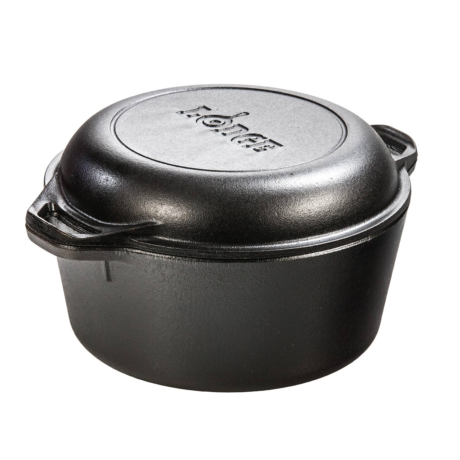 10ba6ca18a41a61fdcafbcd470a10034342927507e02e609e66d4cef37899320.jpg Lodge Cast Iron Double Dutch Oven 5 Quart - Image 1