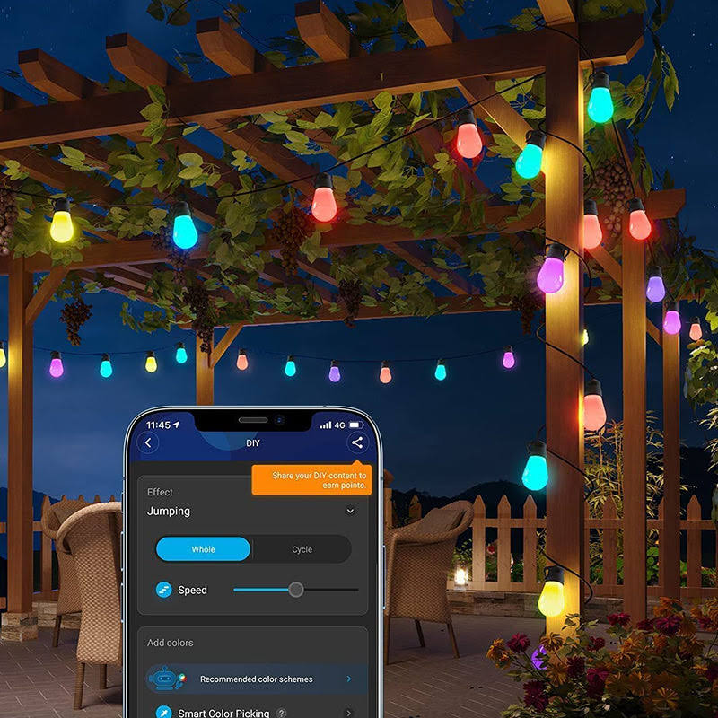 10d791eb32fb1c534c69b82d44ba6af047ed4232ae3e69cf054290bd61b2754e.jpg Govee 96FT Bright Outdoor String Lights - Shatterproof and Waterproof - Dimmable Lighting - Image 1