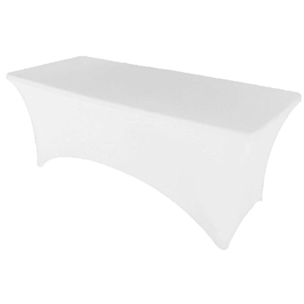 10fcef9254006d06628bbabc11e43443e1c5fce33c3f8726f21b13e3fcad64b0.jpg Gowinex White 6 ft Spandex Tablecloth Stretch Fitted Table Cover, Size: 6ft (30x72 Inches) - Image 1