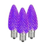 Novelty Lights 25 Pack C9 LED Ultra Bright Outdoor Christmas Replacement Bulbs, Purple, E17/c9 Intermediate Base, .5 Watt