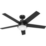 Hunter 52-Inch Aerodyne Matte Black Ceiling Fan with LED Light