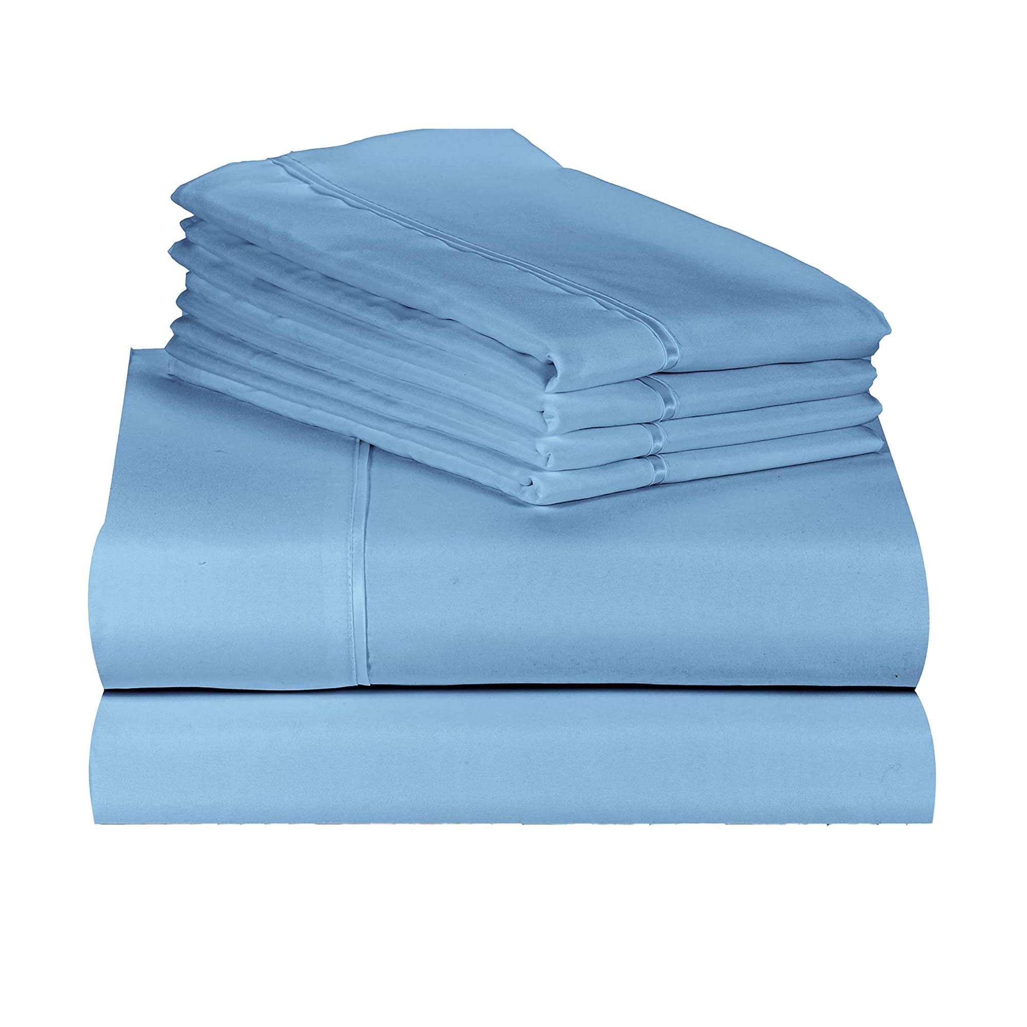 11401a5deb8a4ccad2fde0f2a15a00bb0a0ce10cda9b7038321d6b3793ae695c.jpg LuxClub 4 PC Sheet Set Bamboo Sheets Deep Pockets 18 inch Eco Friendly Wrinkle Free Sheets Machine Washable Hotel Bedding Silky Soft - Aqua Twin, Blue - Image 1