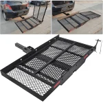 HECASA 500 lb Carrier Hitch Mounted Cargo Folding Scooter and Wheelchair Carrier Mobility Rack with Loading Ramp
