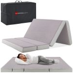 Choice Products 4in Thick Folding Portable Queen Mattress Topper w/ Carry Case. Plush Foam. Washable Cover