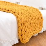 Chunky Knit Blanket Throw 40 inch40 inch, Hand Knitted Warm Chenille Throw Blanket, Home Decor Soft Thick Yarn Cable Knit Blanket,Soft Breathable