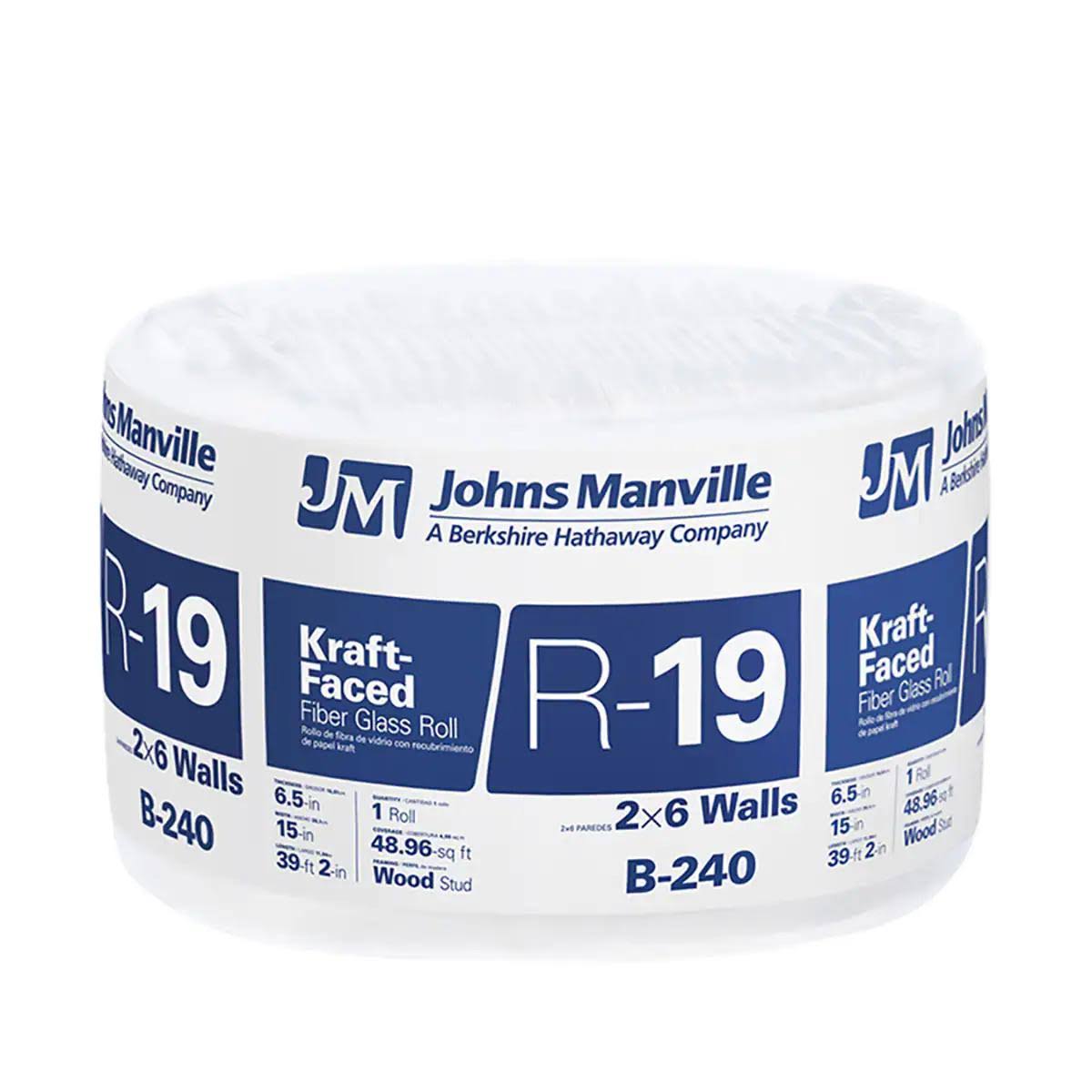 11768ed9929885699b78b9cf458e96635a36bfc3dbcd47771ab33cd37edea771.jpg Johns Manville R19 Kraft-Faced Fiberglass Insulation-Instock - Image 1