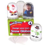 Ready 2 Learn Christmas Crafts - Design Your Own Snow Globes - Set of 4 - Christmas Snow Globes for Kids - Customizable Christmas Decorations for
