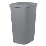 Hefty 13.3 Gallon Trash Can, Plastic Touch Top Kitchen Trash Can, Black - Gray
