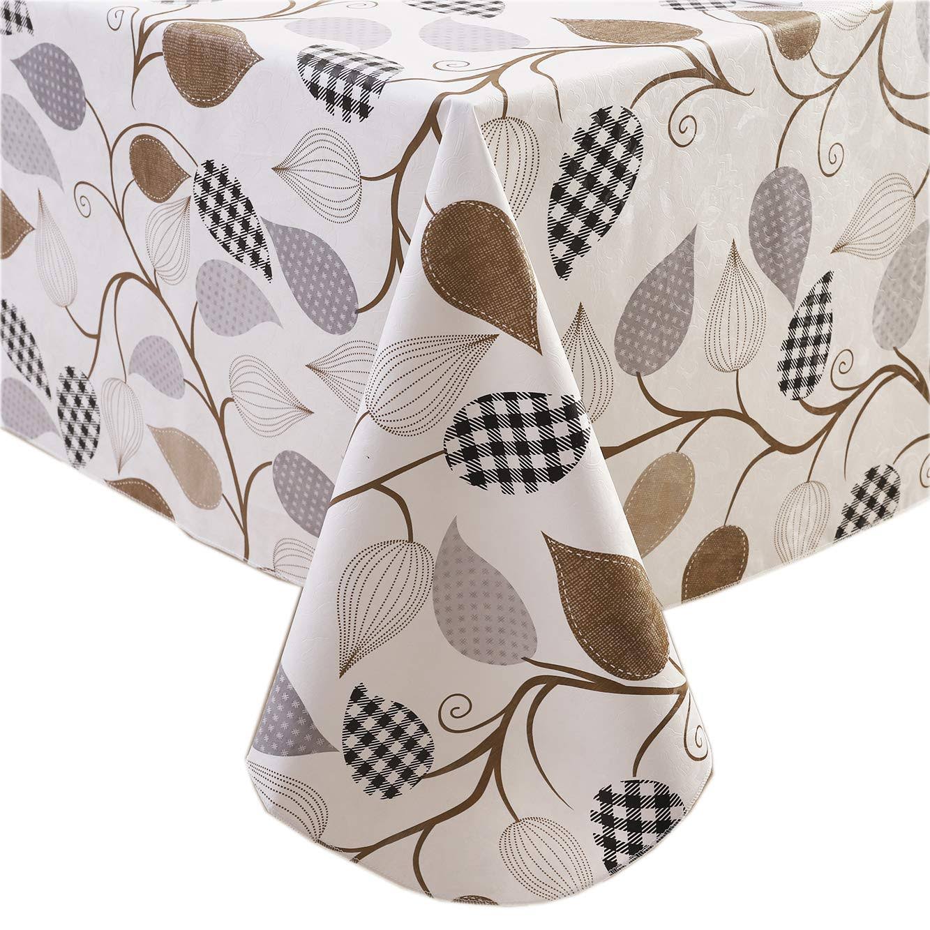 121ab438f10deb3c9a110e196e799de1d4a52c576b1a6dda600de62d8fdfe483.jpg Heavy Duty Vinyl Tablecloth with Flannel Backing Waterproof Oil-proof PVC Table Cloth Stain-Resistant Wipeable Rectangle or Square Table Cover for - Image 1